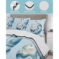 thumbnail image 4 of Quilts Full Size Bedding Set, Light Blue Space Rocket Lightweight Quilted Comforter, Modena Abstract Universe Planet Soft Reversible Bedspread Coverlet with Pillow Covers for All Season, 78" x 90", 4 of 7