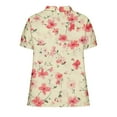 thumbnail image 5 of Linen Tops for Women Summer Collared Short Sleeve Tops Pullover Sweater Blouses Floral Printed Tunic Blouses Baggy Boho Dressy Shirts Going Out Beach Holiday Outfits 2025, 5 of 5