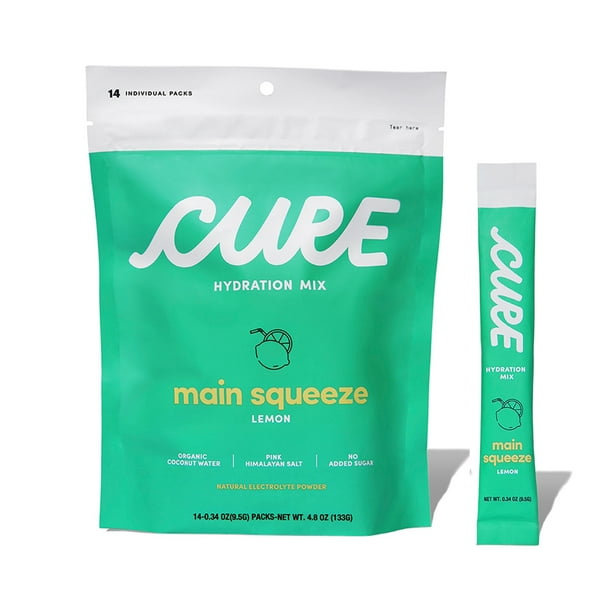 Cure Hydration Drink Mix Main Squeeze Lemon, Pack of 14