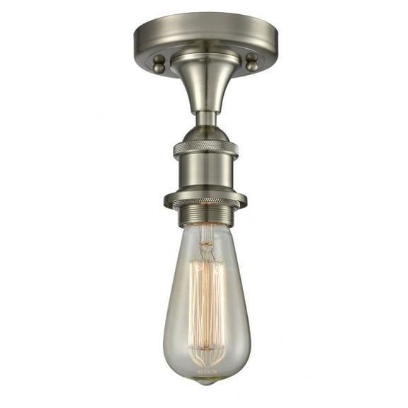 Innovations 516-1C-SN-LED Bare Bulb 1 Light Semi-Flush Mount part of the Ballston Collection, Brushed Satin Nickel