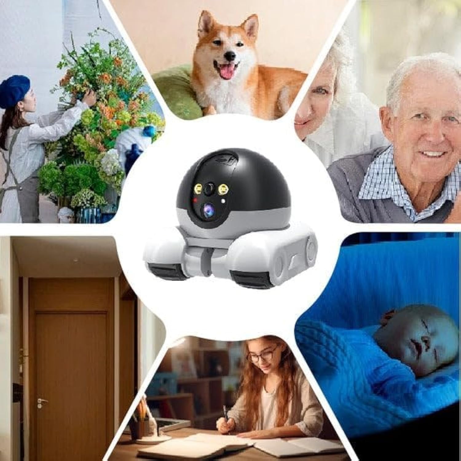 Patrol Buddy Robot Camera, Patrol Buddy Pet Camera, Robot Cameras on Wheels, 2025 New Indoor Movable Security Monitor with App Remote Control, with 2-Way Talk, Night Vision, for Cats Dogs (+32G)