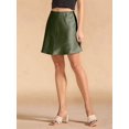 thumbnail image 4 of Women'S Elegant High Waist Ruffle Mini Skirt Silky Satin Fishtail A-Line Skirts  Green XL, 4 of 5