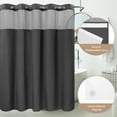 thumbnail image 3 of Barossa Design Waffle Weave Shower Curtain with Snap in Liner, Mesh Window, 71"W x 74"L, Graphite Grey, 3 of 6