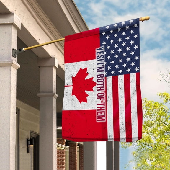 American Half Canada Flag Canadian Friendship U.S.A My Home My Blood House Flag, Double-Sided Decorative Outdoor Flag, Polyester Yard Flag 29.5 x 39.5 in