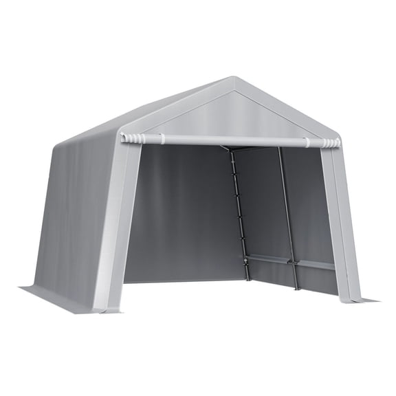 10x10 Outdoor Storage Shelter Shed - Waterproof Portable Canopy Carport Tent - Heavy Duty Galvanized Steel Frame - Gray