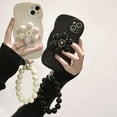 thumbnail image 4 of Airy Flower Stand Phone case with or Without Chain, Small Fresh Design, Cute Cartoon, Anti-Drop, for iPhone 15 14 13 12 11 Pro Max XS XR X 7 8 6 Phone Case (Black 1,iPhone 13 Pro), 4 of 7