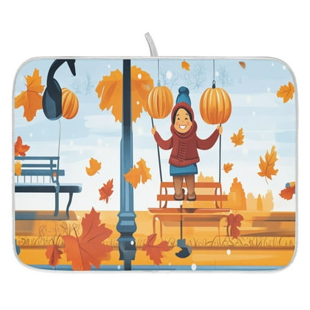 

Autumn Fun Adventure Dish Drying Mat for Kitchen Quick Drying Absorbent Soft Durable 16 x 18