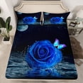 thumbnail image 2 of Homewish Blue Rose Twin Sheet Sets,Romantic Flower Twin Fitted Sheet,Chic Butterfly 03 For Girls Kids,Breathable Home Decor,3-Piece, 2 of 7