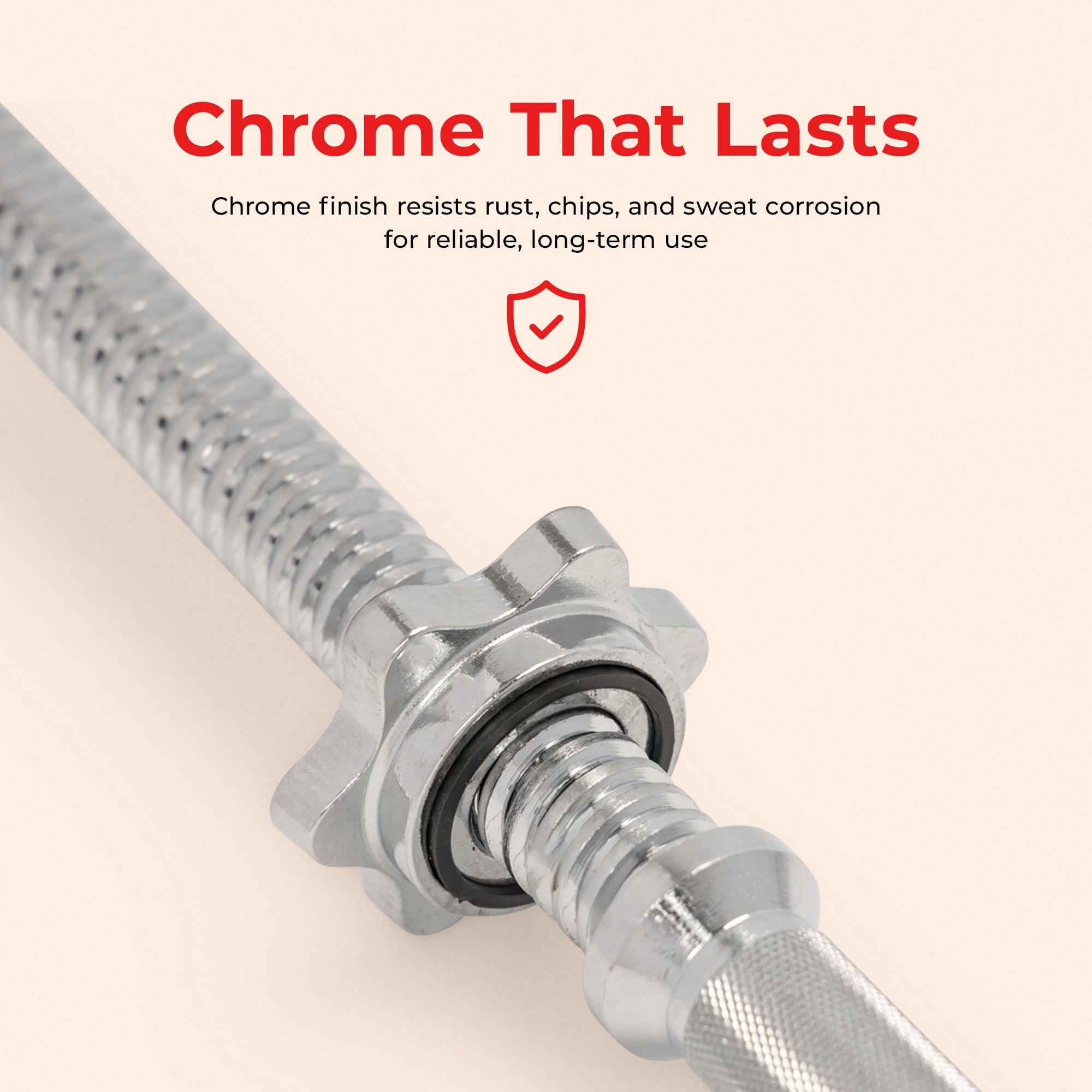 Sunny Health & Fitness Standard 24” Threaded Chrome Dumbbell Bar Set with Star-Lock Collars - SF-SB01-24