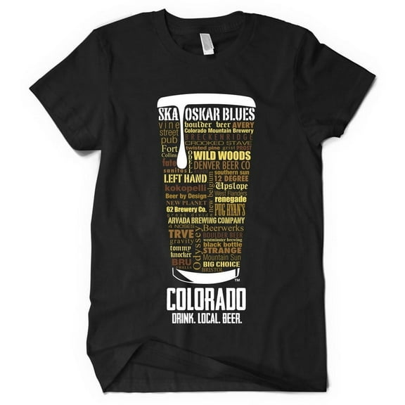 Colorado Breweries Craft Beer T-Shirt - Black, Small | Typography Gift for Dad