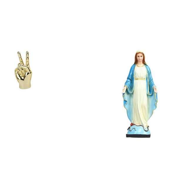 Estatua Escultura Gesto de la mano con los dedos Estatuas Figuras Estatua de María Figura Colección religiosa Estatua católica Material de resina Ador