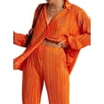 thumbnail image 1 of VISgogo - Conjunto de pantalones para mujer, blusa fruncida de manga larga con cuello en V y cuello de solapa + pantalones elásticos de longitud completa VISgogo moda, 1 of 9