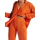 thumbnail image 1 of VISgogo - Conjunto de pantalones para mujer, blusa fruncida de manga larga con cuello en V y cuello de solapa + pantalones elásticos de longitud completa VISgogo moda, 1 of 9