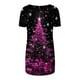 thumbnail image 5 of Fiudx Ofertas Del Día Top de Manga Corta con Cuello En V Raglán con Parte Delantera Corta y Espalda Larga con Estampado Navideño Informal a La Moda para Mujer, 5 of 5