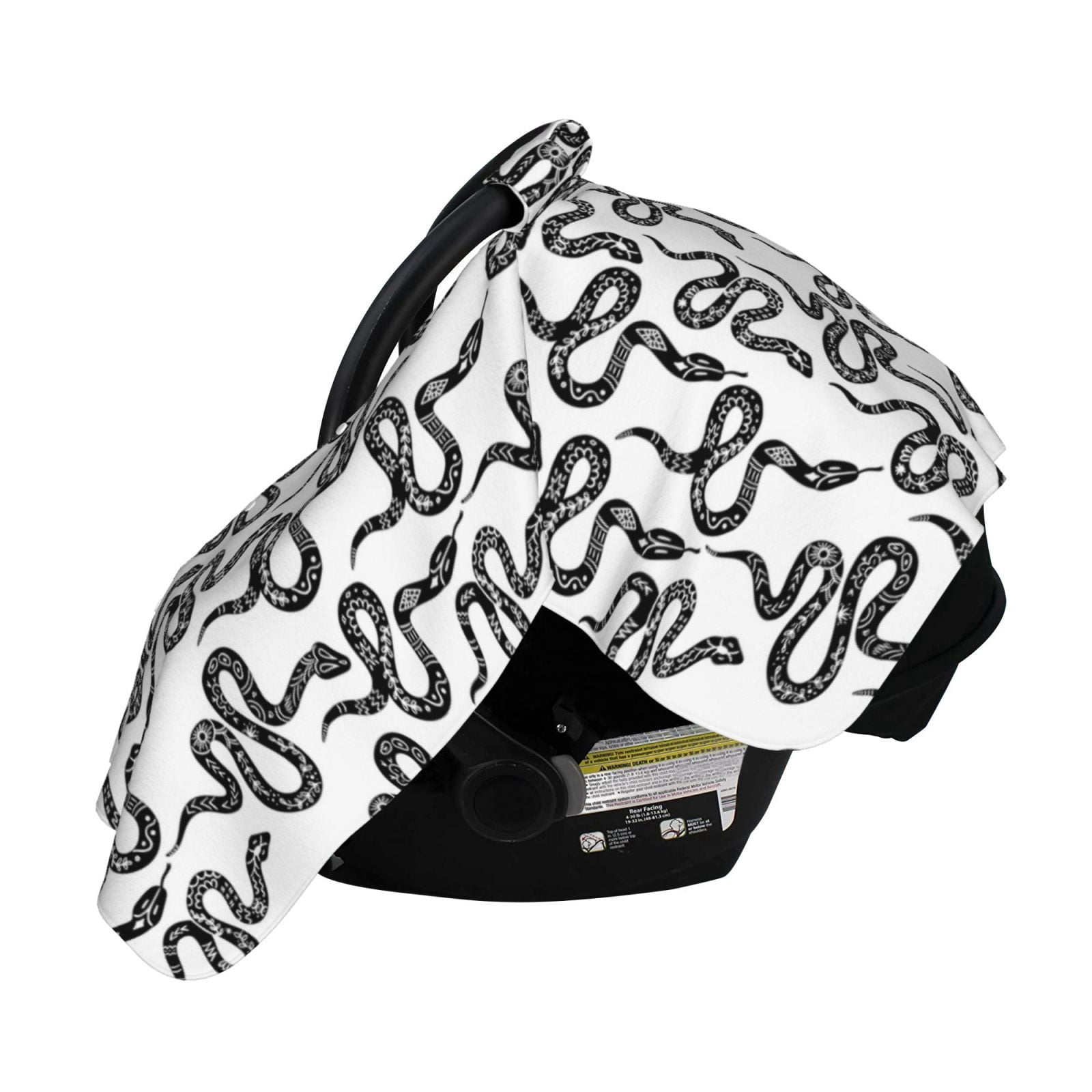 Naloa Hand Drawn Snake Baby Car Seat Cover, Breathable Baby Carrier Cover, Multiuse Baby Carrier Cover & Nursing Breastfeeding Cover