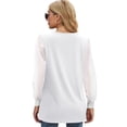 thumbnail image 2 of Maskion Womens Long Sleeve Tops V Neck T Shirts Swiss Dot Puff Sleeve Tops Loose Casual Tshirts,M White, 2 of 4