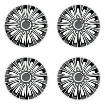 Maidao 15" Hubcaps Wheel Cover ABS Plastic Hub Caps Replacement Snap On Car Truck SUV Black and Silver 4 Pieces