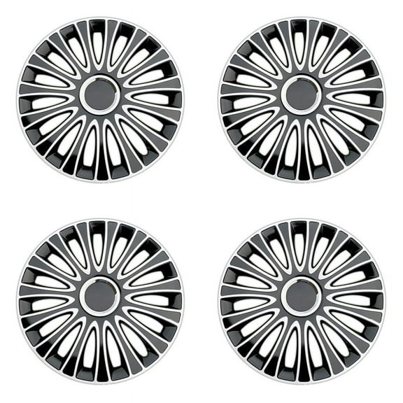 Maidao 15" Hubcaps Wheel Cover ABS Plastic Hub Caps Replacement Snap On Car Truck SUV Black and Silver 4 Pieces