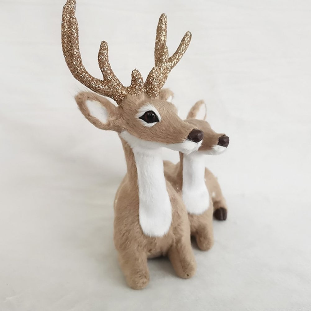 Deer Statue, 2Pcs Sika Deer Statue Sculpture Ornaments Animal Model Art Craft Outdoor Garden Decoration Ornament