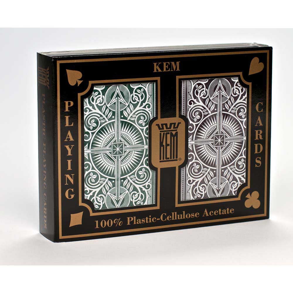 Kem Arrow Black and Gold Narrow Standard Index100 Plastic Set 2 Decks 1017401 for sale online 