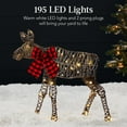 thumbnail image 5 of Best Choice Products 4ft 3-Piece Lighted 2D Christmas Moose Set Outdoor Decor w/ 195 LED Lights, Stakes - Rattan, 5 of 8