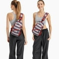 thumbnail image 6 of Sling Backpack,Dark Blue Christmas Reindeer and Donkey Pattern Sling Bag with Water Bottle Holder,Waterproof Sling Bag for Men/Women with Headphone Jack for Hiking,Travel, 6 of 6