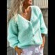 thumbnail image 3 of Cárdigan Informal de Larga con Cuello en V para Mujer, Chaqueta de Punto con Botones de Color Liso para Otoño e Invierno. Azul M, 3 of 8
