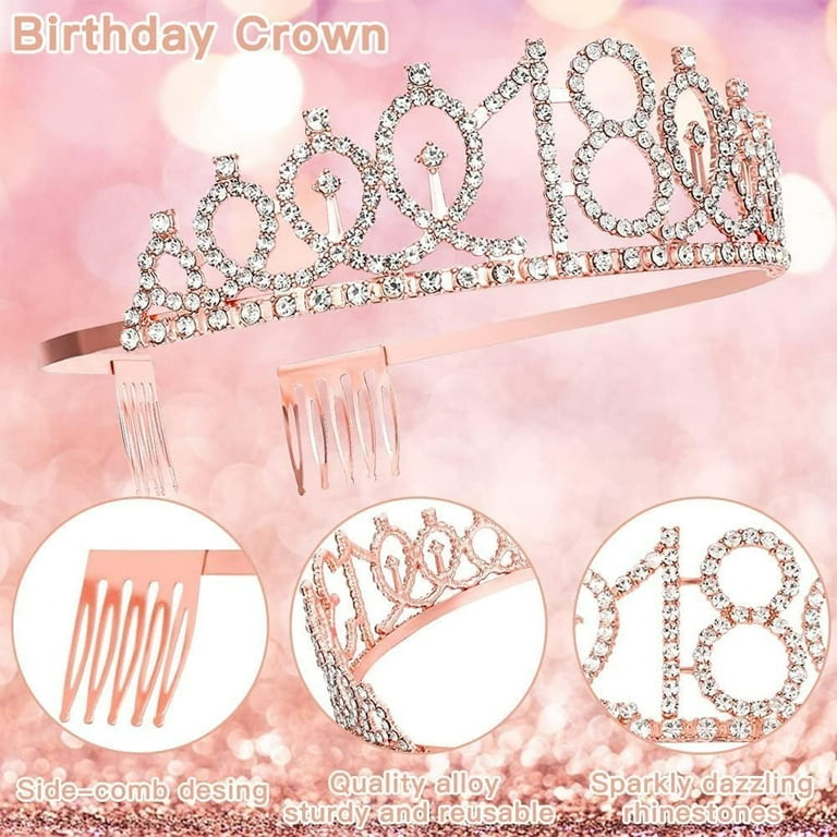 21st Birthday Sash and Tiara for Girls, Beige Rose Gold  display picture 1