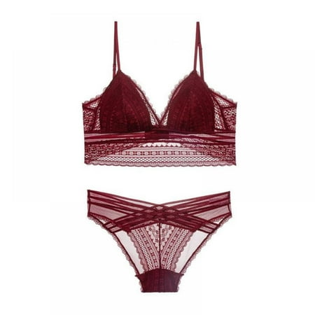 

Lingerie for Women Push up Bra Set - Ultra-thin Gather Comfortable Lace U-Shape Beauty Back Everyday Bras With Panty Set S-3XL(1-Packs)