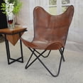 thumbnail image 3 of Carolina Classics Monroe Leather Butterfly Chair in Brown and Black, 3 of 7