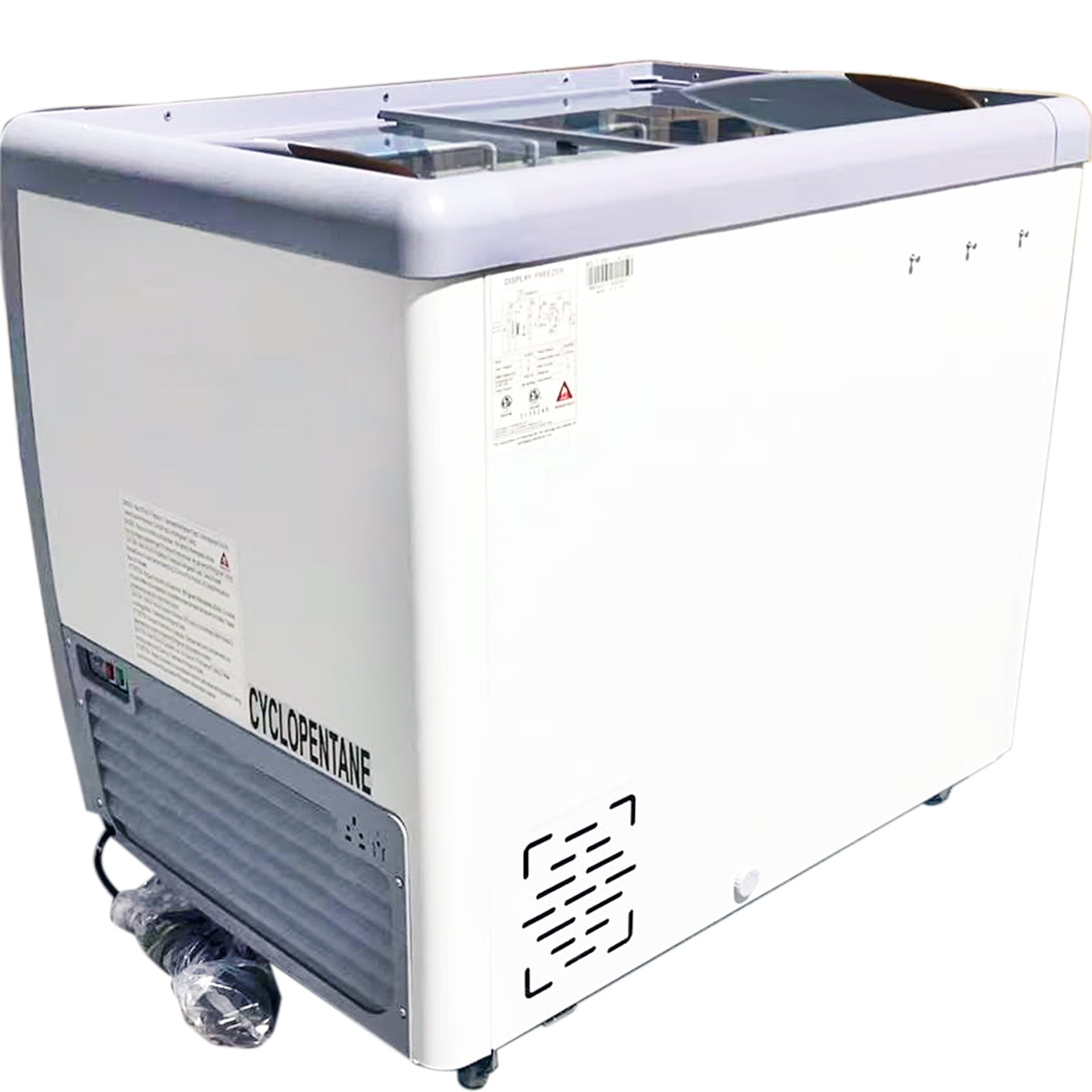 40" NSF Ice Cream Dipping Cabinet Freezer – Holds 10 Tubs Total (6 Display + 4 Storage), Sliding Flat Glass Top, R290, 115V | RI-260DC