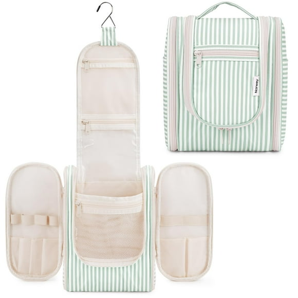 Neceser de viaje Narwey, pequeño, a rayas, para mujer, color verde