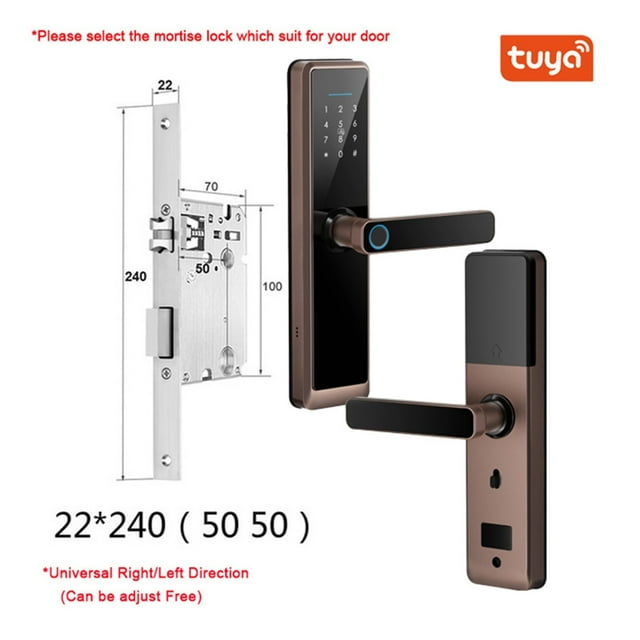 Serrure de Porte à Empreinte Digitale Biométrique DB20 Noire, Serrure Intelligente, Application Tuya, Déverrouillage à Distance, Serrure Sans Clé, Serrure de Porte Électronique, Plus Sécuritaire