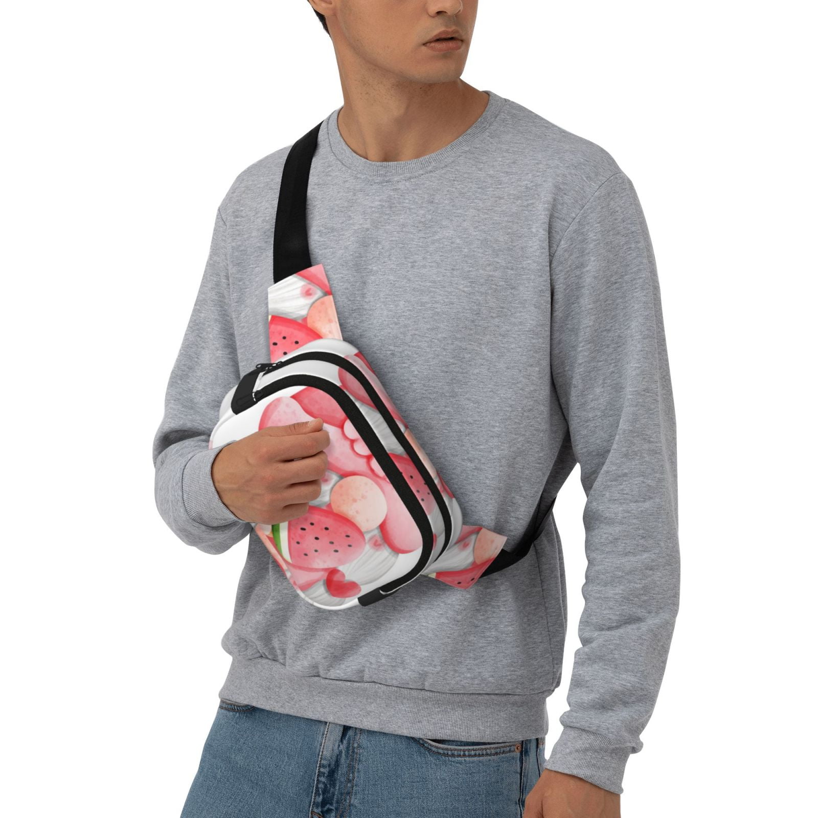 Picia Watercolor Tropical Gnomes Print Square Double-Layer Waist Bag Mini Adjustable Waist Belt Bag Exercise Running Travel Hiking
