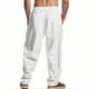thumbnail image 4 of Pantalones largos para hombre, informales, holgados, de pierna ancha y con bolsillos con cordón, rectos, de poliéster., 4 of 9
