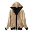thumbnail image 2 of Women's Solid Thick Sherpa Fleece Lined Zip Up Pockets Hoodie Sweatshirt Jacket, 2 of 6