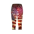 thumbnail image 4 of AGWOLF 4th of July Women Capri Pants Plus Size Tummy Control Capri Leggings High Waisted Yoga Pants Summer Dressy Cropped Trousers Multicolor 2XL, 4 of 5