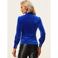 thumbnail image 3 of Blusa de trabajo informal Allegra K Terciopelo Retro Mujer Azul Real M, 3 of 5