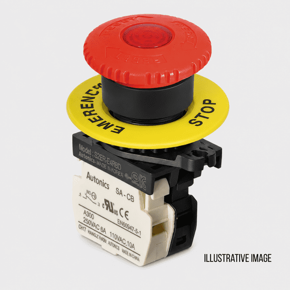 S2ER-E4RBD LED Mushroom Emergency Push Button Switch With Light 12-24VAC/DC