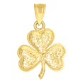 thumbnail image 2 of 10k Yellow Gold Unisex Clover Leaf Luck Charm Pendant for Men Women, 2 of 5