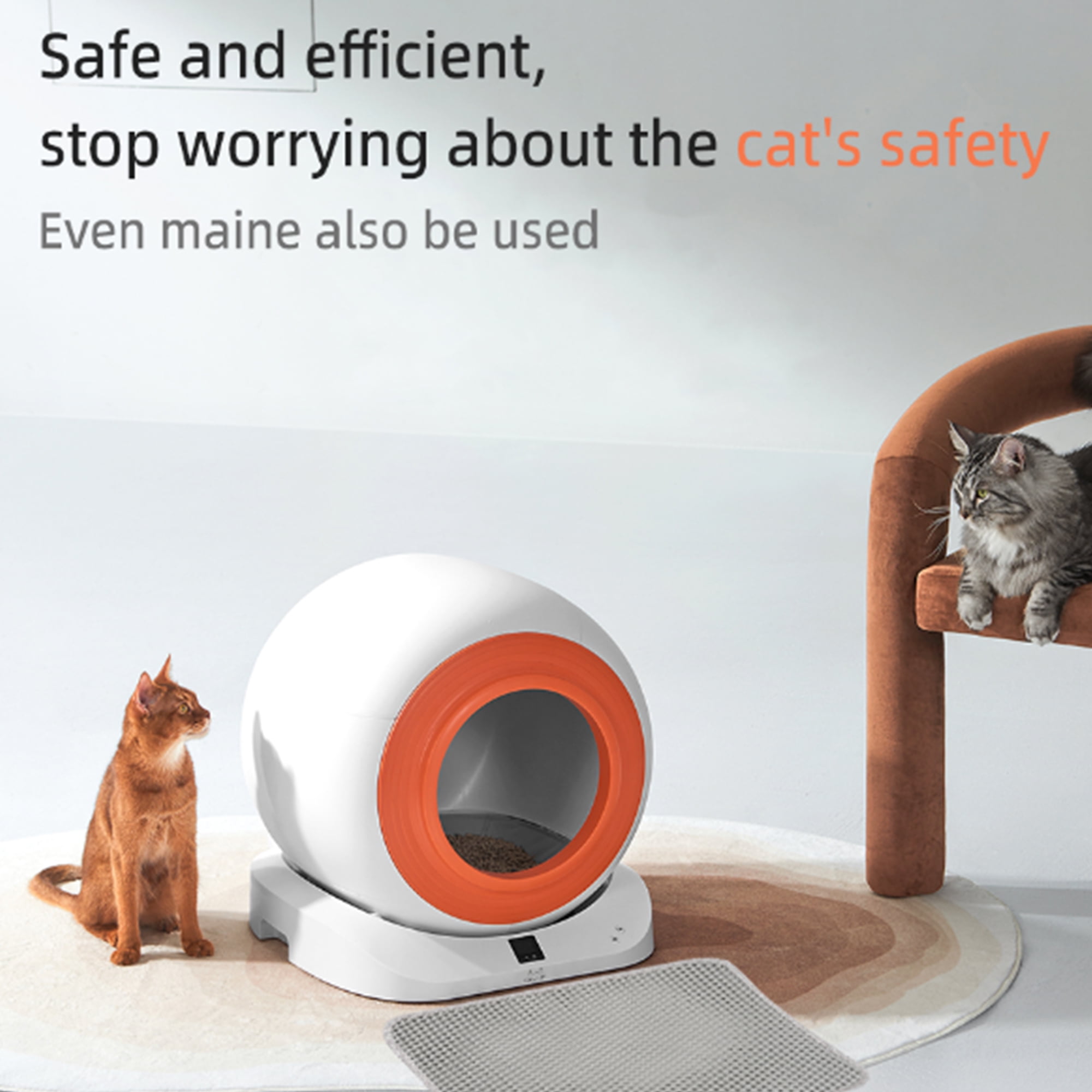 resenkos 65L Self Cleaning Cat Litter Box for Multiple Cats, App Control/Odor Removal Automatic Cat Litter Box, White