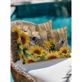 thumbnail image 4 of Outdoor Pillows Waterproof, Sunflower Bee Bedding Throw Pillows with Insert for Couch Sofa Bed, Farmhouse Brown Wooden Botanical Floral 12x20 Inch Pillowcases Decorative Patio Pillow Set of 1, 4 of 8