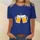 thumbnail image 4 of Tops Cortos para Mujeres, Oktoberfest Casual Impreso Cuello Redondo Manga Corta Camiseta Top Hecho de Poliéster para la Primavera Verano Uso Diario, Camisetas Casuales de Mujer, 4 of 4