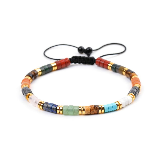 Nvzi Pulseras de cuentas para hombres: pulsera de cuentas con cuentas de cristal curativas ajustables de 4 mm -A