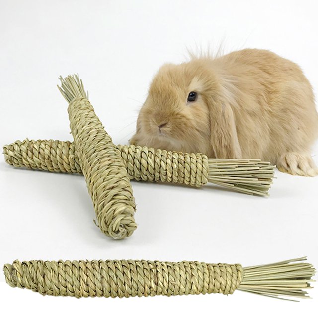 Pet Enjoy Bunny Chew Toys,Natural Grass Handwoven Carrot Toy,Grinding