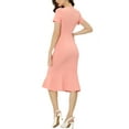 thumbnail image 3 of INSPIRE CHIC Women's Vintage Wear-to-Work Dress Short Sleeve Mermaid Bodycon Midi Dresses M Pink, 3 of 6