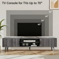 thumbnail image 4 of TV Stand for Living Room, Mid Century Modern Entertainment Center for 55/60/65/70 inch TVs, TV Console with Fluted Door Cabinets and Open Shelves, for Bedroom, Living Room, Gray, 4 of 9