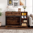 thumbnail image 6 of Garvee 47" Wooden Dog Crate Furniture with 2 Drawers & 4 Shelves, Large Heavy-Duty Indoor Dog Kennel, Decorative Dog Crate End Table with Storage for Living Room & Bedroom, Brown, 6 of 7