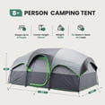 thumbnail image 3 of EDX 8-Person Waterproof Family Camping Tent with Room Divider, Standing Height Cabin Tent with Mesh Roof, Easy Setup Large Tent for Car Camping & Outdoor Adventures, Gray, 3 of 8