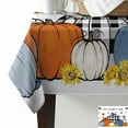 thumbnail image 2 of Orange Blue Plaid Pumpkin Rectangle Tablecloths 60x104,Fall Thanksgiving Plaid Leaf Table Cloth Table Cover Indoor/Outdoor Tabletop Decor for Wedding Holiday Party Dinner Baby Shower, 2 of 7